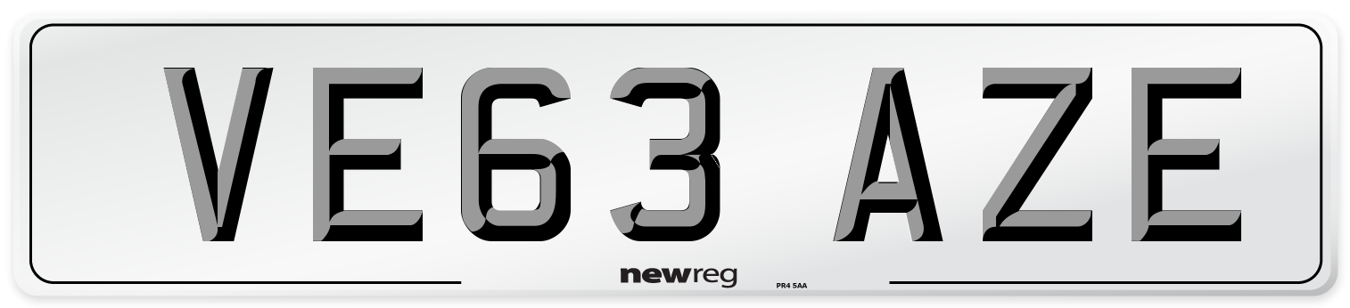 VE63 AZE Number Plate from New Reg
